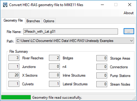 Geometry File HEC-RAS conversion to MIKE11 tool